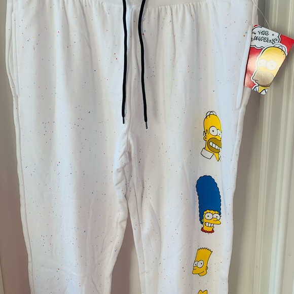 NEW SIMPSONS SWEATPANTS IN CONFETTI SPECKLED BACKGROUND SIZE XL - Picture 2 of 11